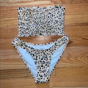 Leopard Print Bandeau Bikini Set